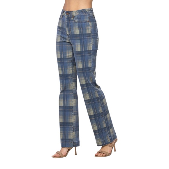 Judy Blue Vintage Plaid Straight Leg Jeans - Picture 6 of 12